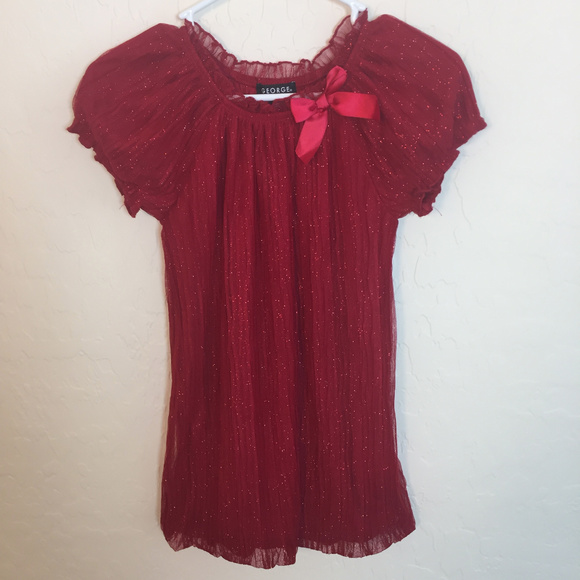 George Other - 65% Off Sale NWOT Red Glitter Lace Dress w/Bow